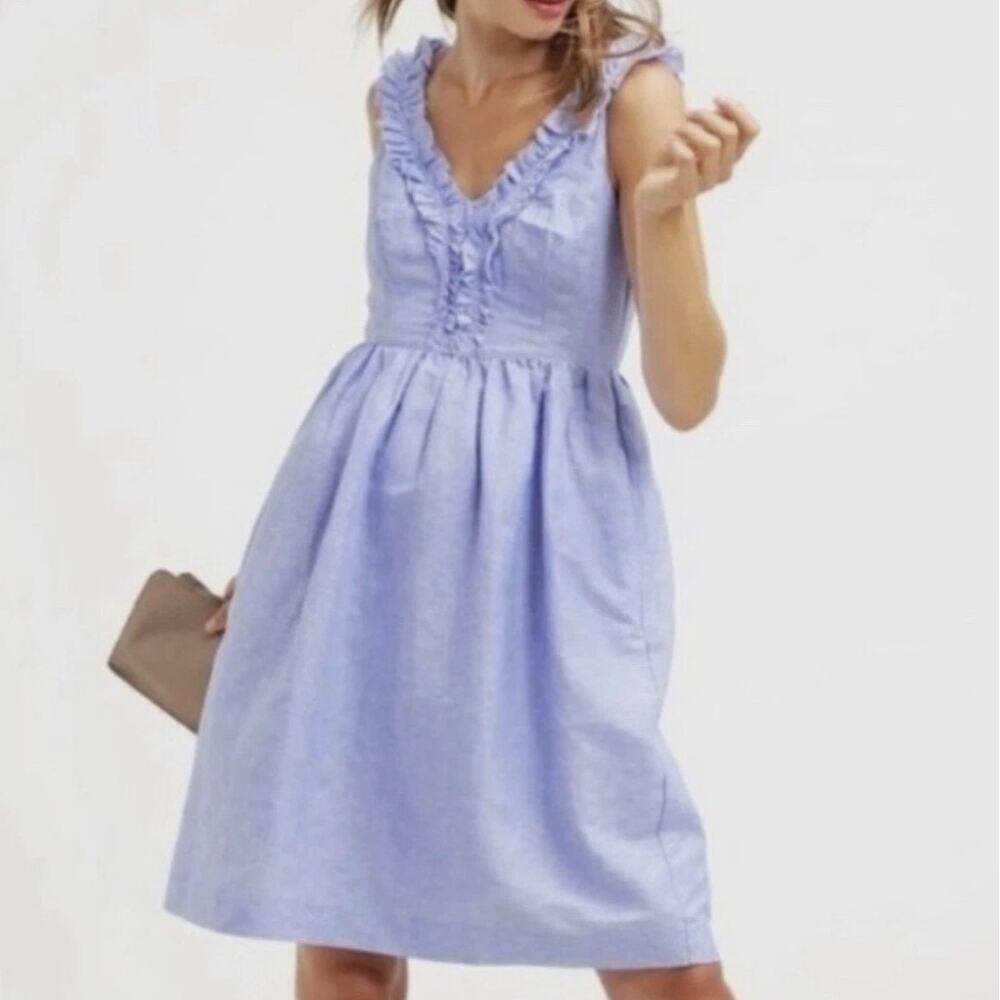 Banana Republic Coastal Vacation Preppy Blue Chambray Romantic Picnic Dress